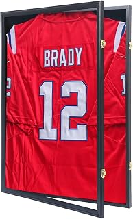 Grintus Jersey Frame Display Case, Black Shadow Box for Sports Jerseys,1P | Wall Mount, Black Jersey Shadow Box,Golden Anti-Theft Latch, UV Protection Acrylic, Hangers & Pin Board for All Sports Jersey