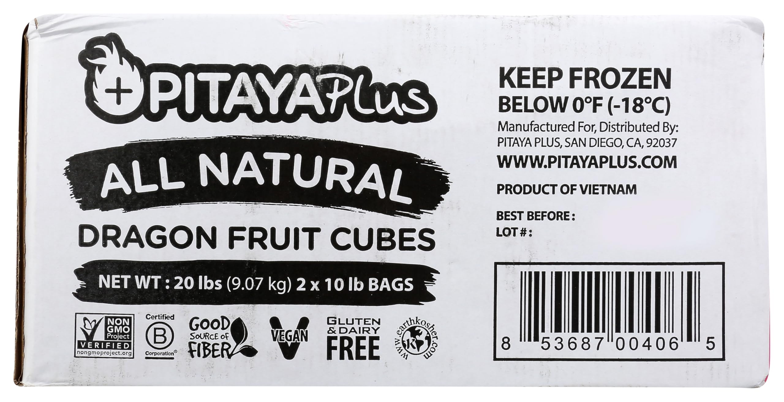 Pitaya Foods Individually Quick Frozen (IQF) Dragon Fruit Cubes 20 lb Bulk – Tro