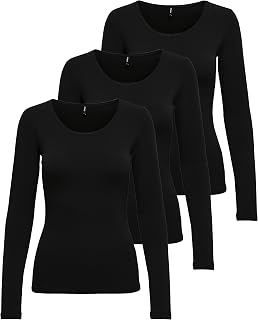 ONLY Women's Onllive Love Life L/S Oneck Top Noos JRS T-Shirt