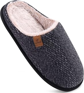 COFACE Mens Cozy Memory Foam Scuff Slippers Warm Slip On House Shoes