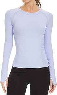 MathCat Workout Shirts for Women Long Sleeve, Workout Tops for Women, Quick Dry Gym Athletic Tops，Seamless Yoga Shirts