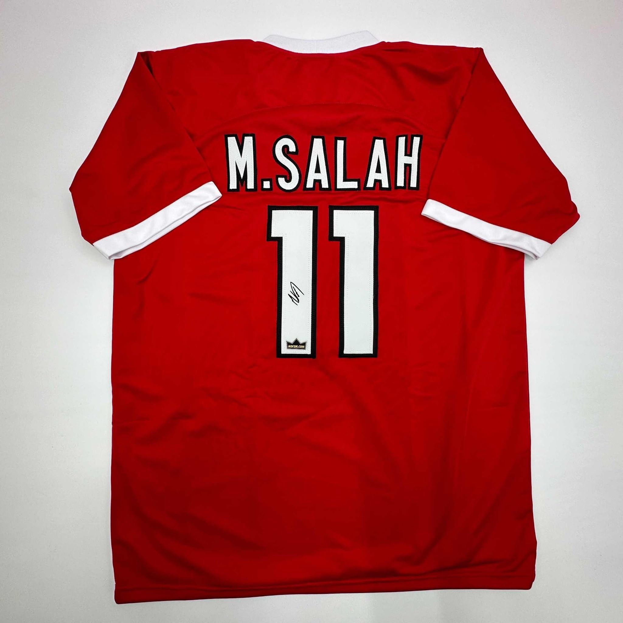 Facsimile Autographed Mohamed Mo Salah Liverpool FC Red Reprint Laser Auto Socce