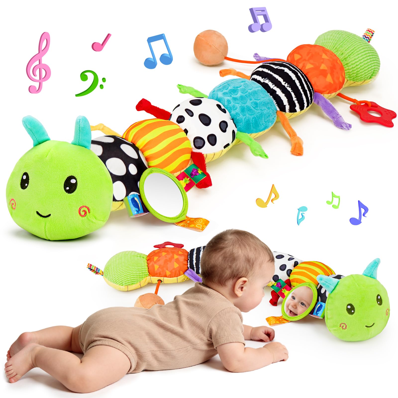 Baby Toys 0-6 Months Musical Stuffed Caterpillar Newborn Tummy Time Toys | Senso