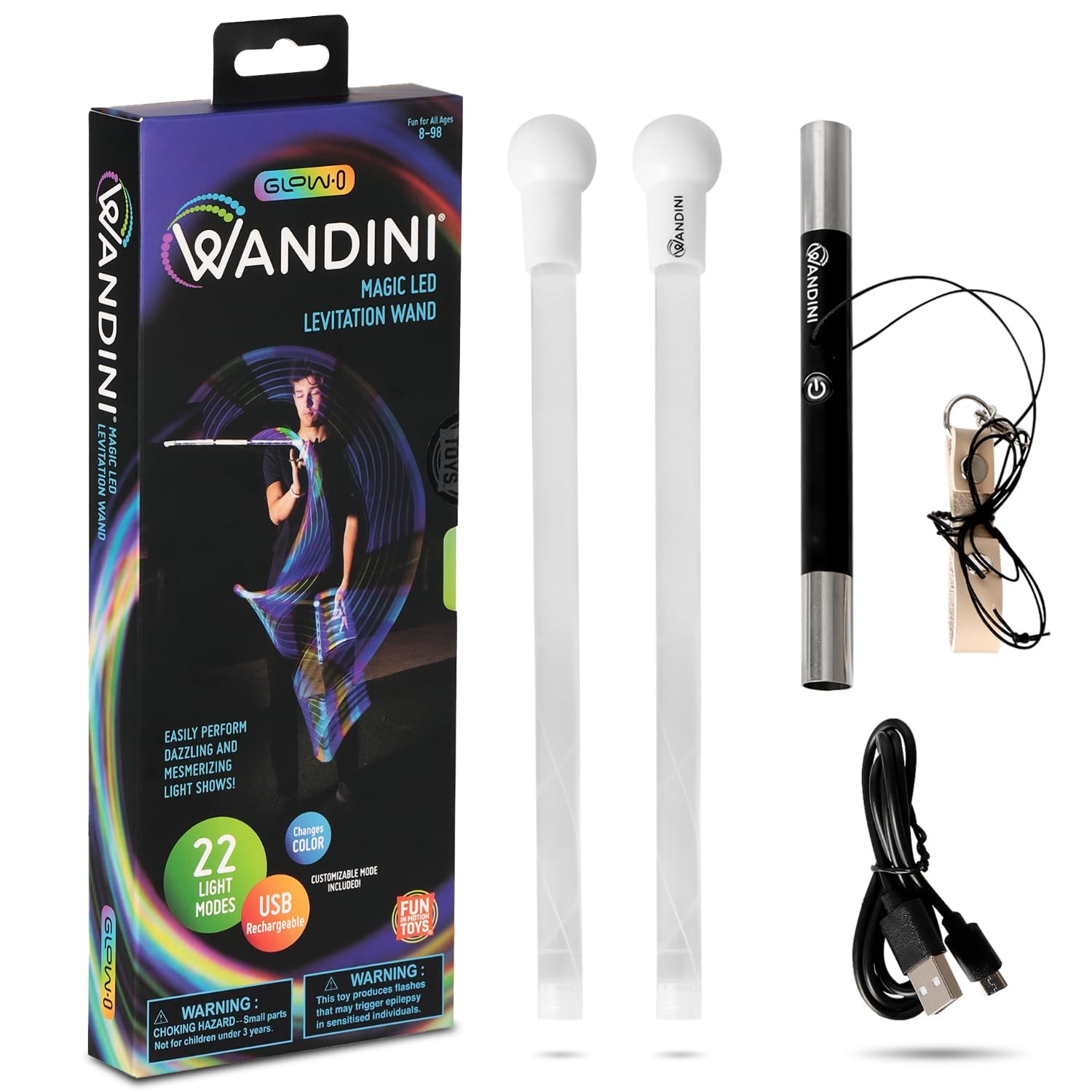 Wandini Glow.0 LED Light Magic Wand – Collapsible Levitation Stick | USB Recharg