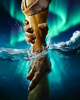 TFIAVSIN Adult Paint by Numbers Kit - Hand of God Divine Rescue - Jesus Salvation & Aurora Northern Lights, Spiritual Christian Art Crafts on Canvas for Beginners & Adults, 16x20 Inch