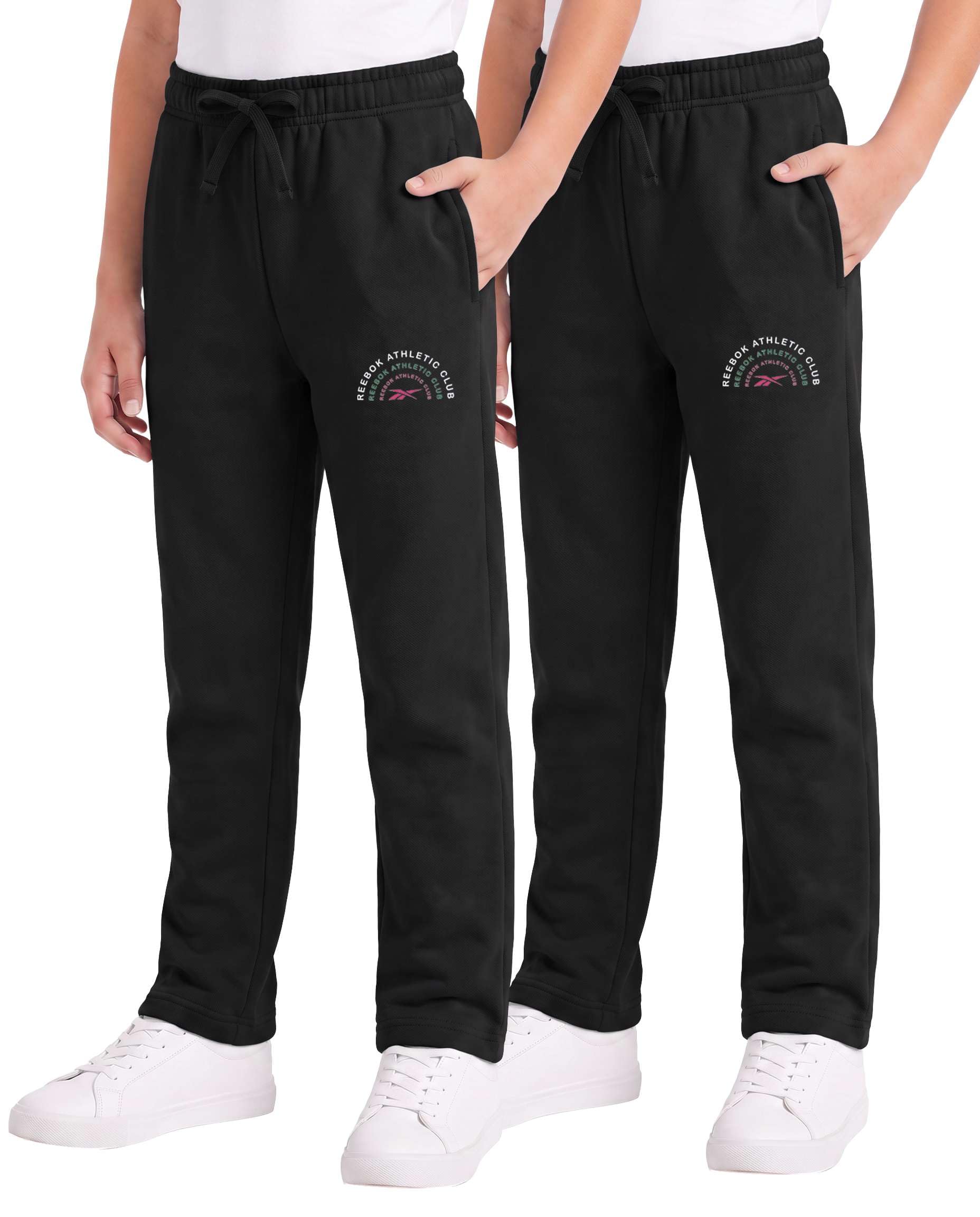 Reebok 2 Pack Girls Fleece Sweatpants Athletic Pants Kids Teen Sweat Tween