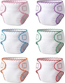 BABESIDE Baby Doll Diapers, 6 Reusable Diapers for 12-15 Inch Baby Dolls | Washable Baby Doll Accessories for Diaper Changing Pretend Play, Doll Diaper Set for Ages 3+