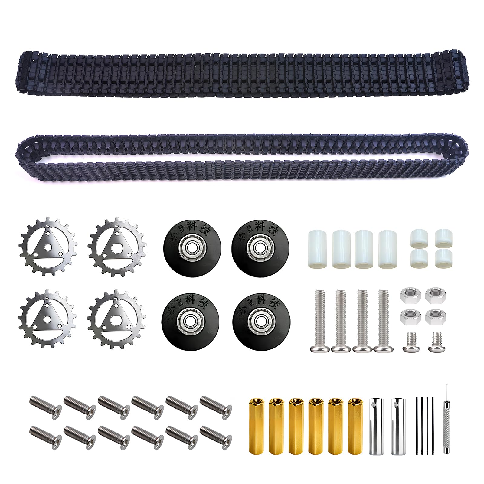 RC Robot Tank Track Kit with Metal Sprockets & Rubber Idler Wheels, DIY Crawler 