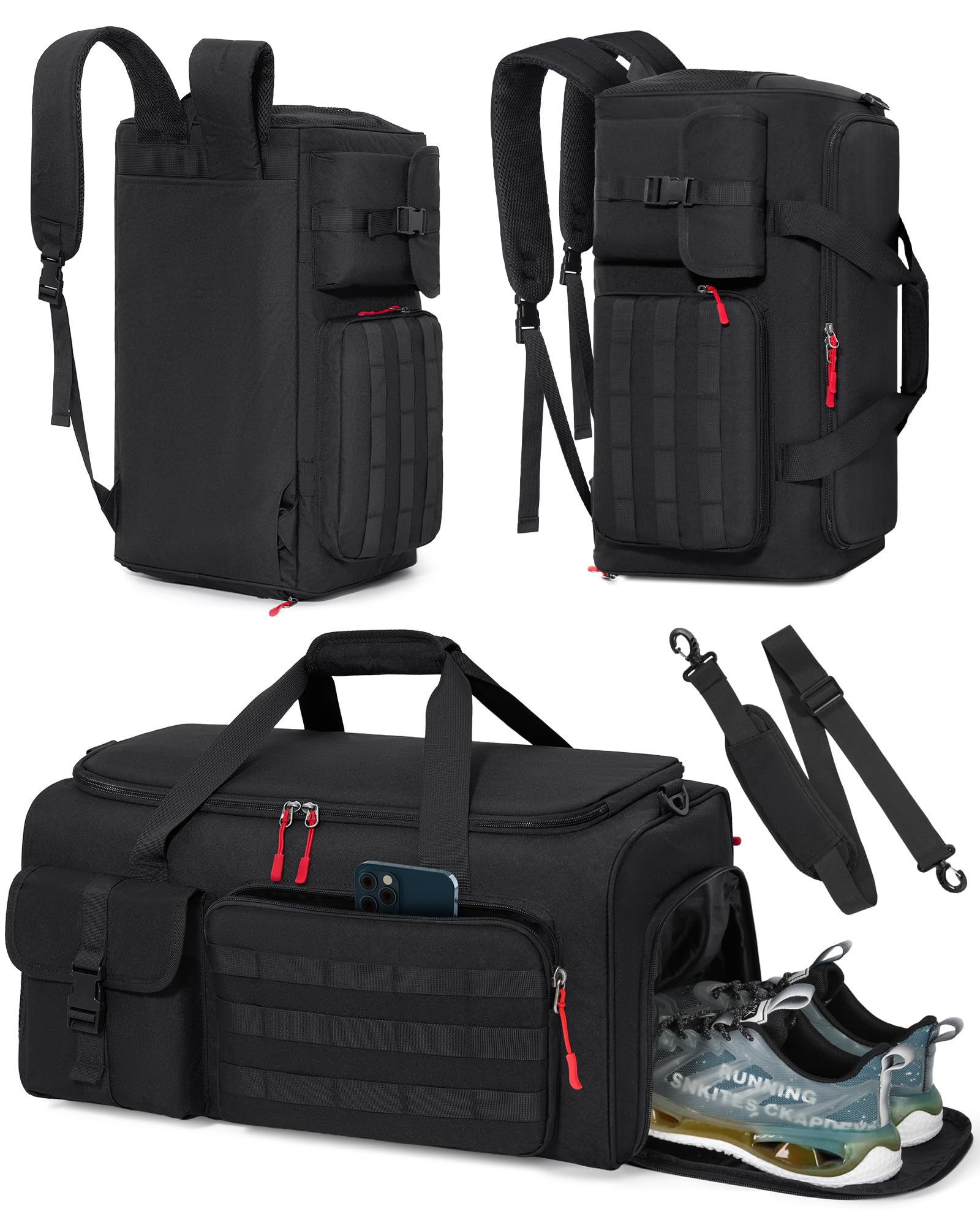 RAINSMORE Sports Gym Bag Mens Duffel Bag with Shoes & Laptop Compartment