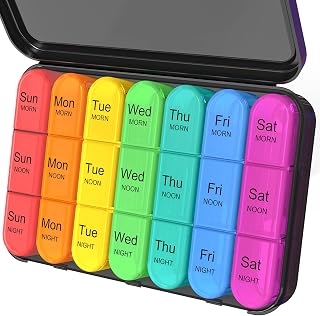 Daviky Pill Organizer 3 Times a Day, Pill Box 7 Day, Weekly Travel Case | Easy to Open and Use, Large Removable Daily Container, Durable & Portable, Medicine Organizer to Hold Vitamin and Medication
