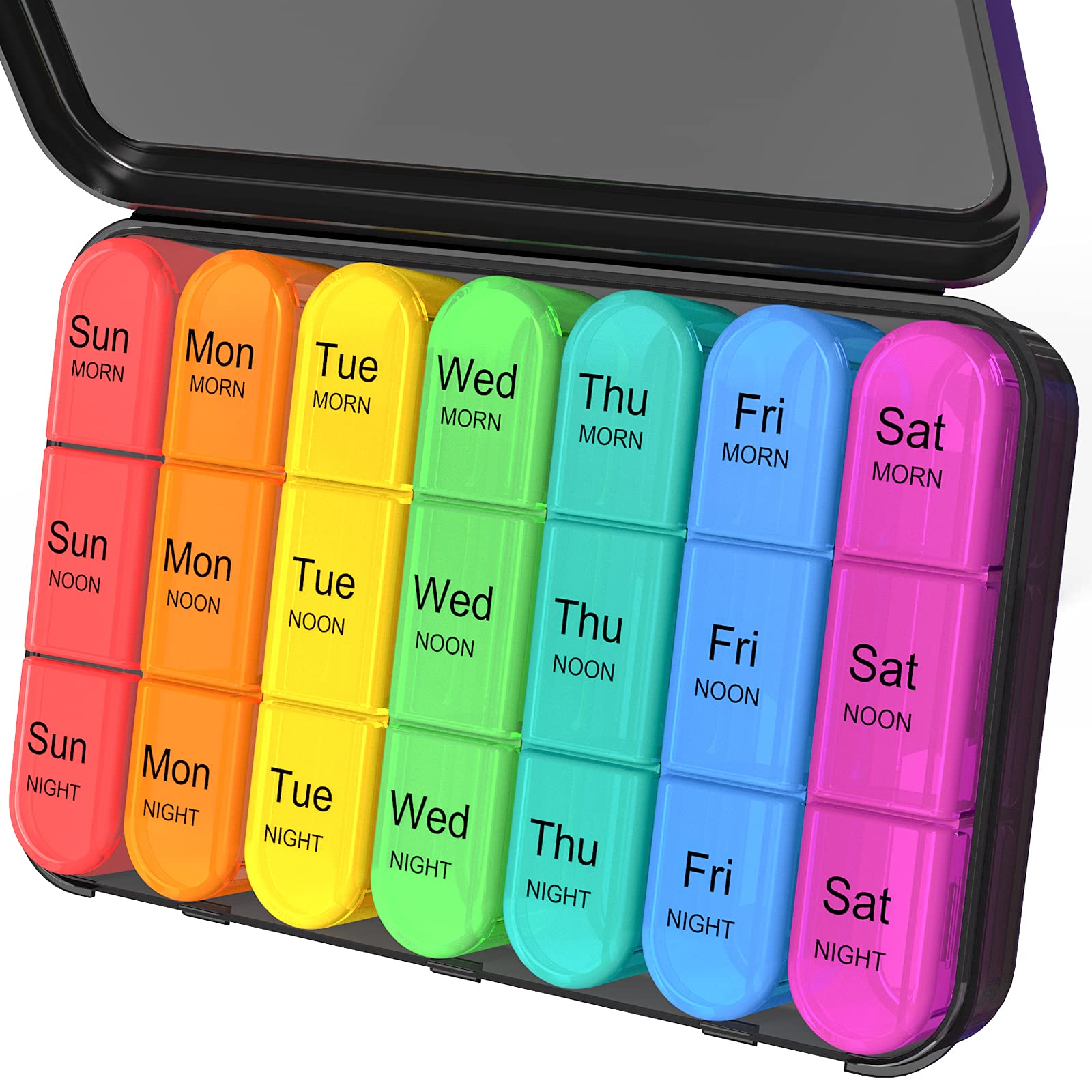 Daviky Pill Organizer 3 Times a Day, Pill Box 7 Day, Weekly Travel Case | Easy t