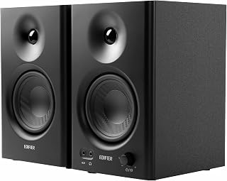 Edifier MR4 Power Studio Monitor Speakers, 4 inch Active Near-Field Speaker | 1" silk dome tweeter 4" composite woofer Hi-Res Audio Bookshelf Speakers