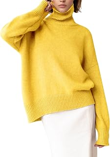 YKR Women's Turtleneck Sweater Chunky Long Sleeve Knitted Pullover High Low Hem Trendy 2026 Fall Winter Basic Jumper Top