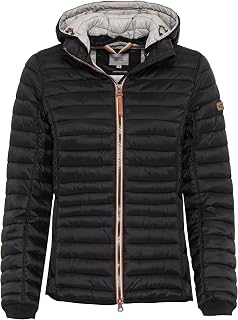 camel active Women's Lightweight Quilted Jacket with Detachable Hood, Black, 38
