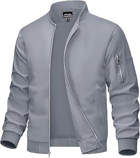 MAGCOMSEN Men's Bomber Jacket with Pockets Lightweight Casual Windbreaker Full Zip Spring Fall Coat