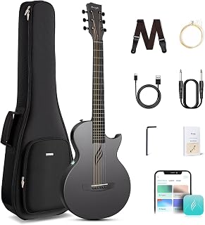 Enya NOVA GO SP1 Carbon Fiber 35-Inch Smart Acoustic-Electric Travel Guitar | AcousticPlus Technology, Built-In Effects, USB Recording, Bluetooth Speaker, In-App Online Lessons, Beginner Kit with Gig Bag
