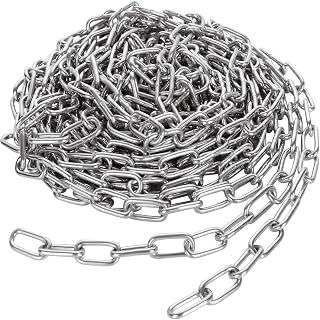 RHBLME Metal Chain, 49.21 Feet Long x 1/8 Inch Decorative Chain, Zinc Plated Proof Tested Coil Chain Camping Pet Dog Chain Hanging Chain for Swing Feeder Planters