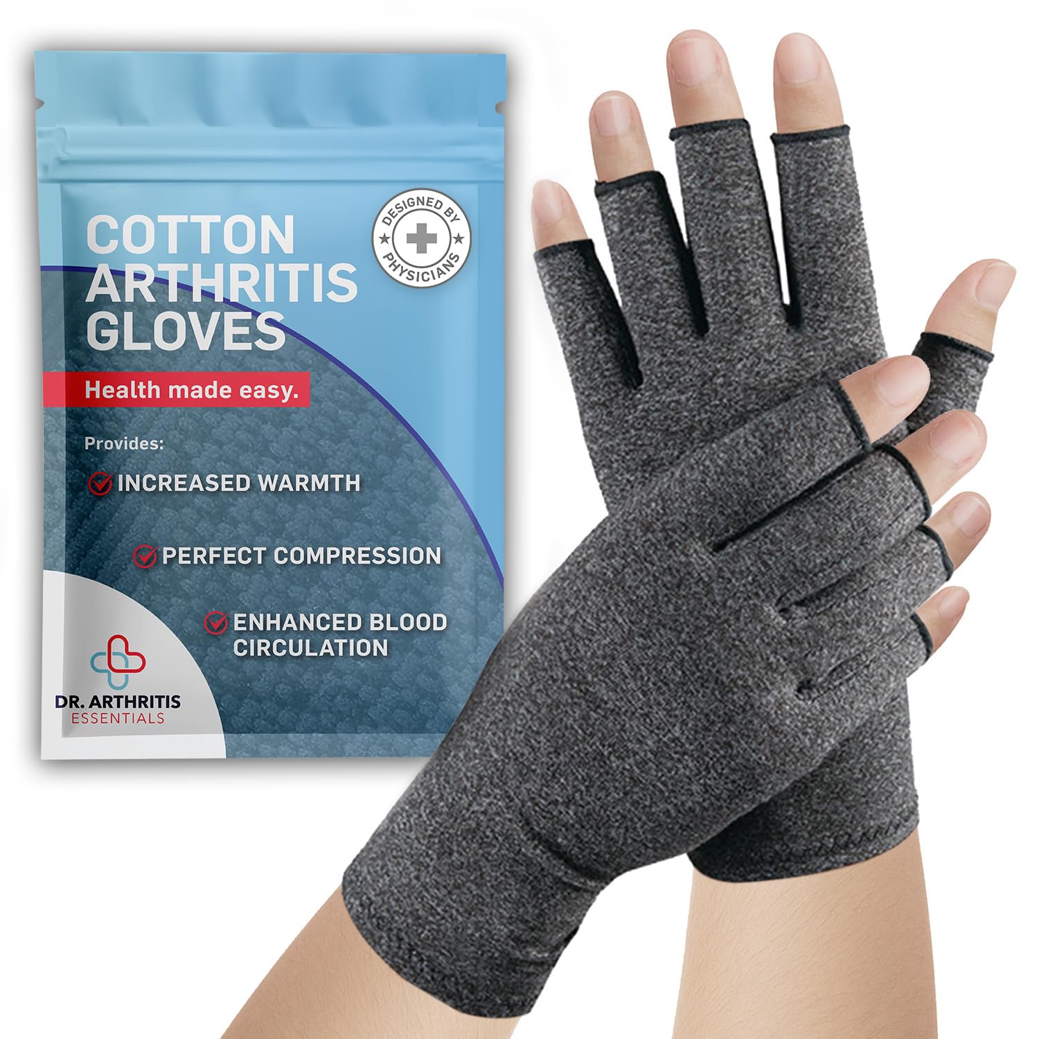 Doctor Developed Compression Gloves for Women and Men, Open-Finger Arthritis Glo