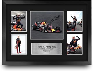 HWC Trading Max Verstappen 16 x 12 inch (A3) Printed Gifts Signed Autograph Presentation Display for F1 Formula 1 Racing Fans - 16" x 12" Framed