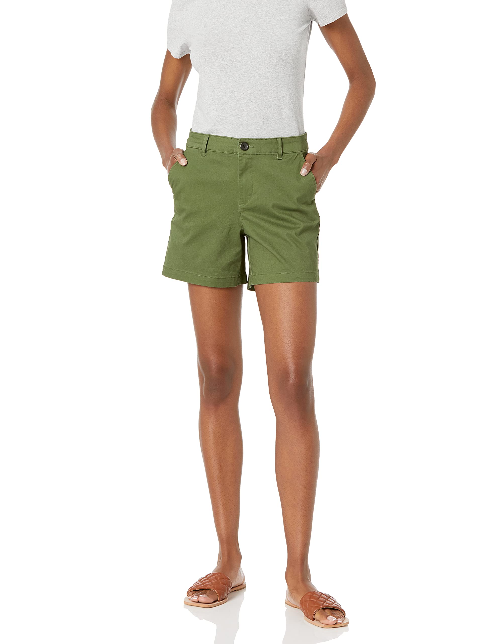 Amazon Essentials Women's Mid Rise Slim Fit Shorts