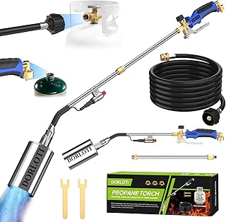 Propane Torch Weed Burner Kit with Long/Short Mode &12.5FT Hose for Weeding | High Output Heavy Duty Blow Torch Flamethrower with Self Igniter and Turbo Trigger for Weeding,Roofing,Melting Ice,BBQ-35 IN
