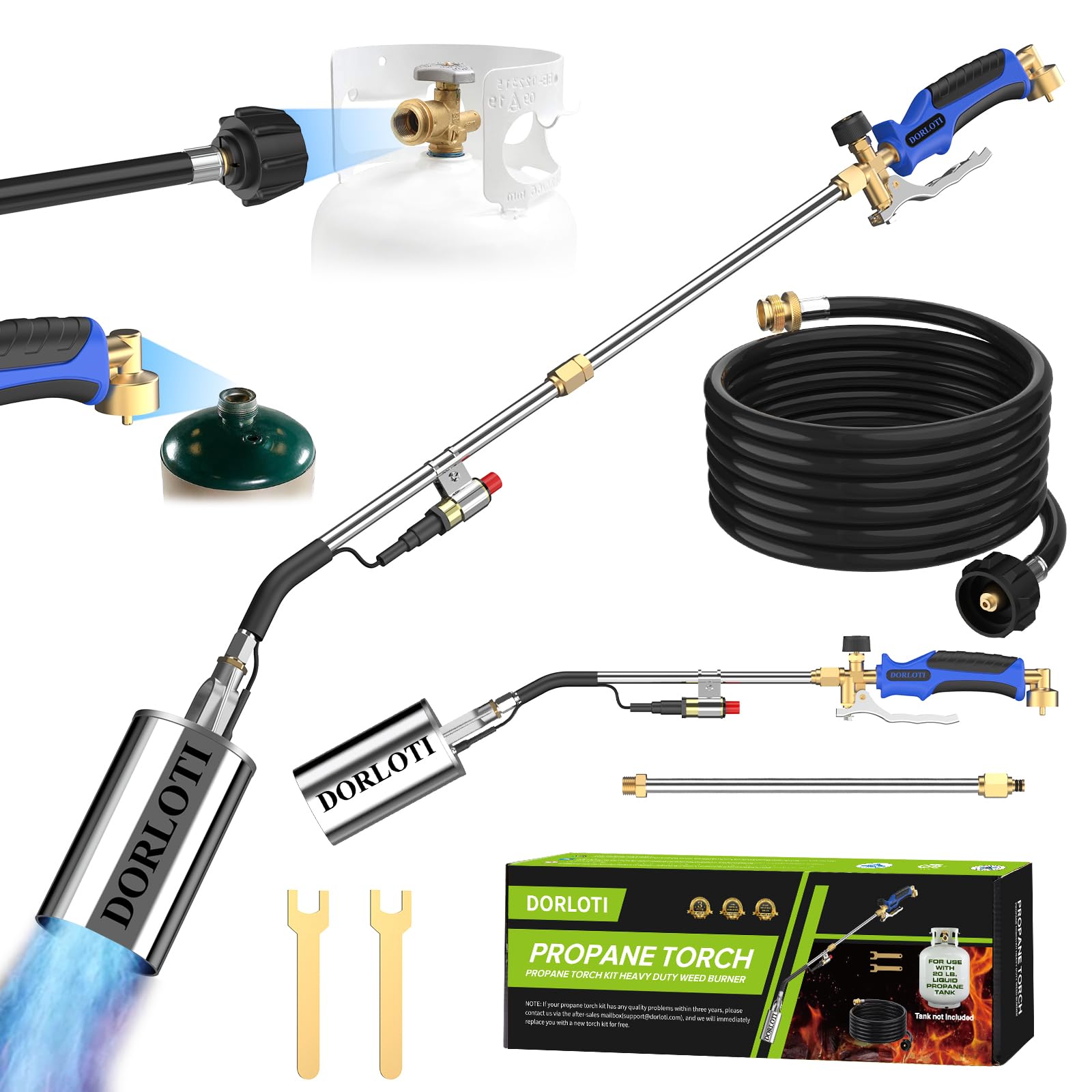 Propane Torch Weed Burner Kit with Long/Short Mode &12.5FT Hose for Weeding | Hi