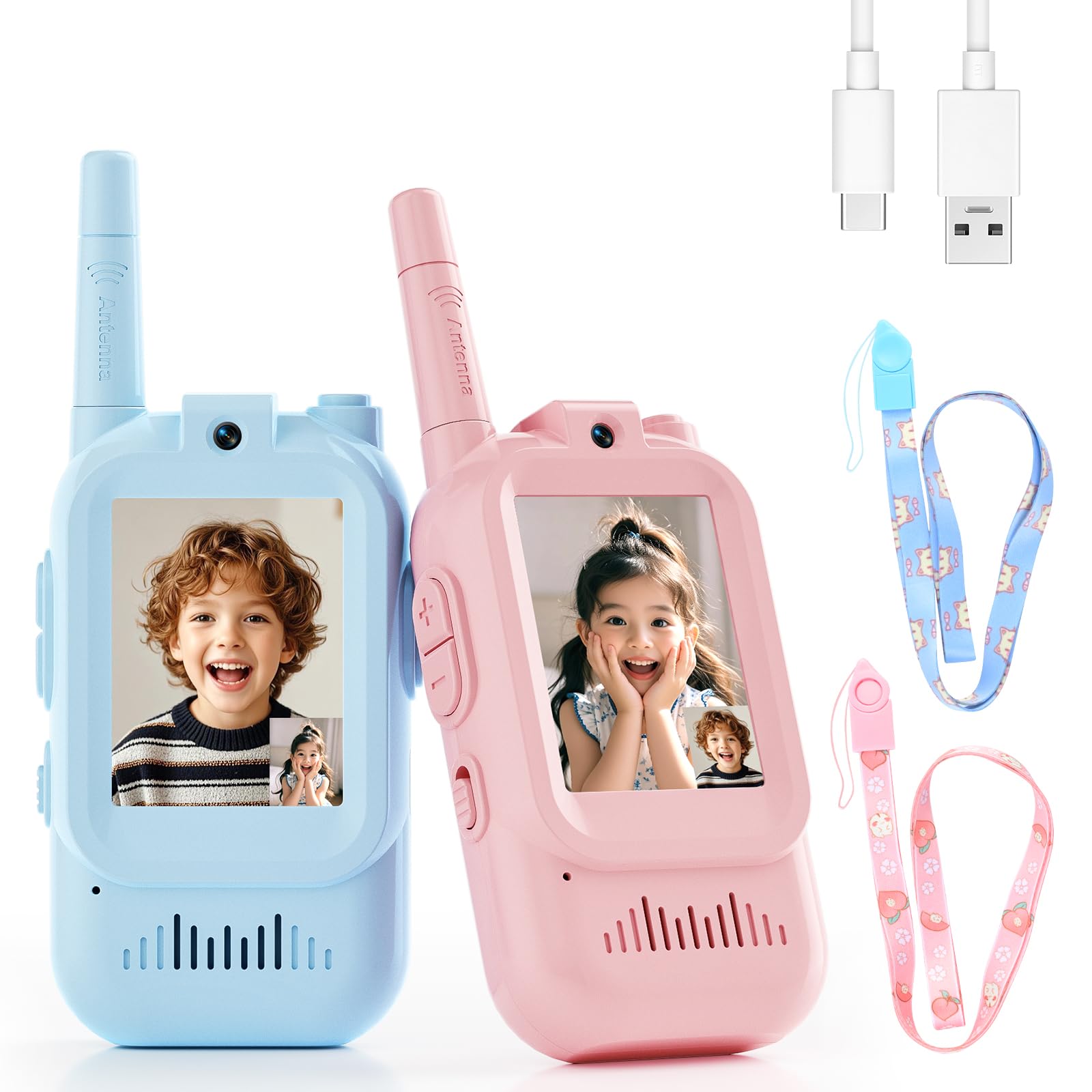 FHskFH Video Walkie Talkies for Kids, Kids Walkie Talkies 2 Pack Video Chat | Vi