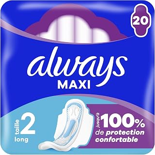 Always Maxi Sanitary Napkins, Size 2, Long, 20 Towels with Wings