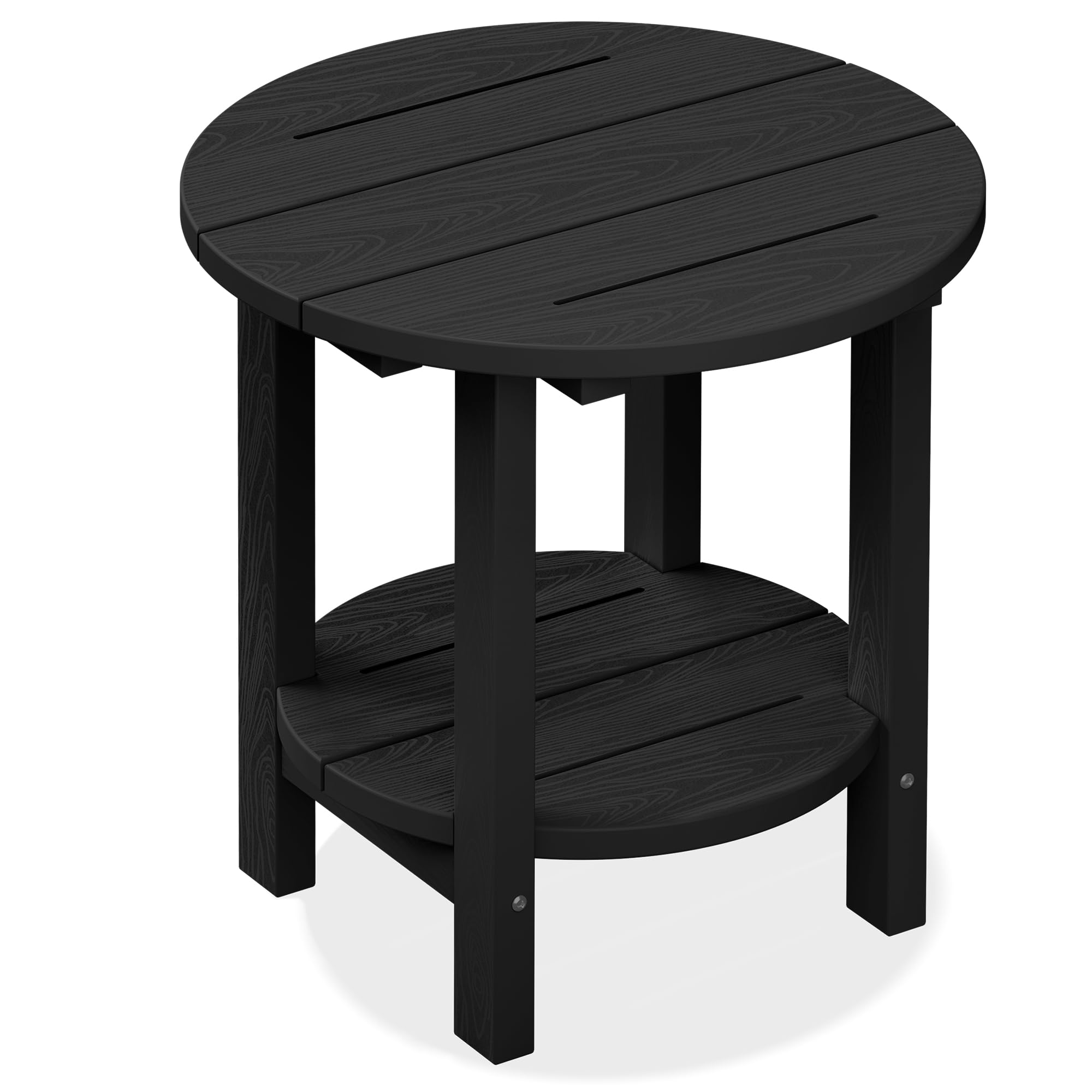 SERWALL Round Outdoor Side Table, HDPE Small Adirondack End Table,2-Tier Patio S