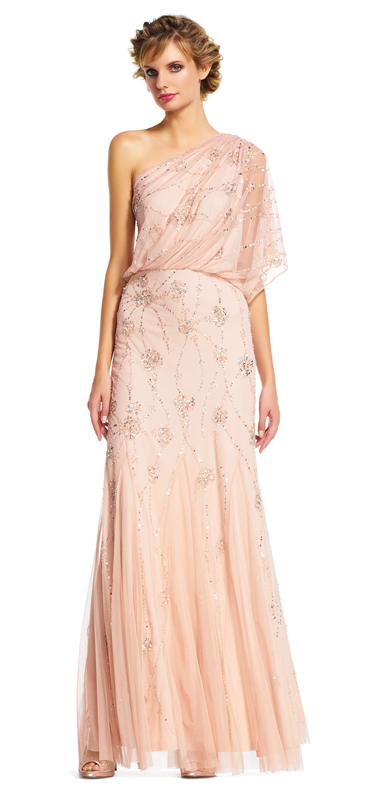 Adrianna Papell Women's One Shoulder Beaded Dress