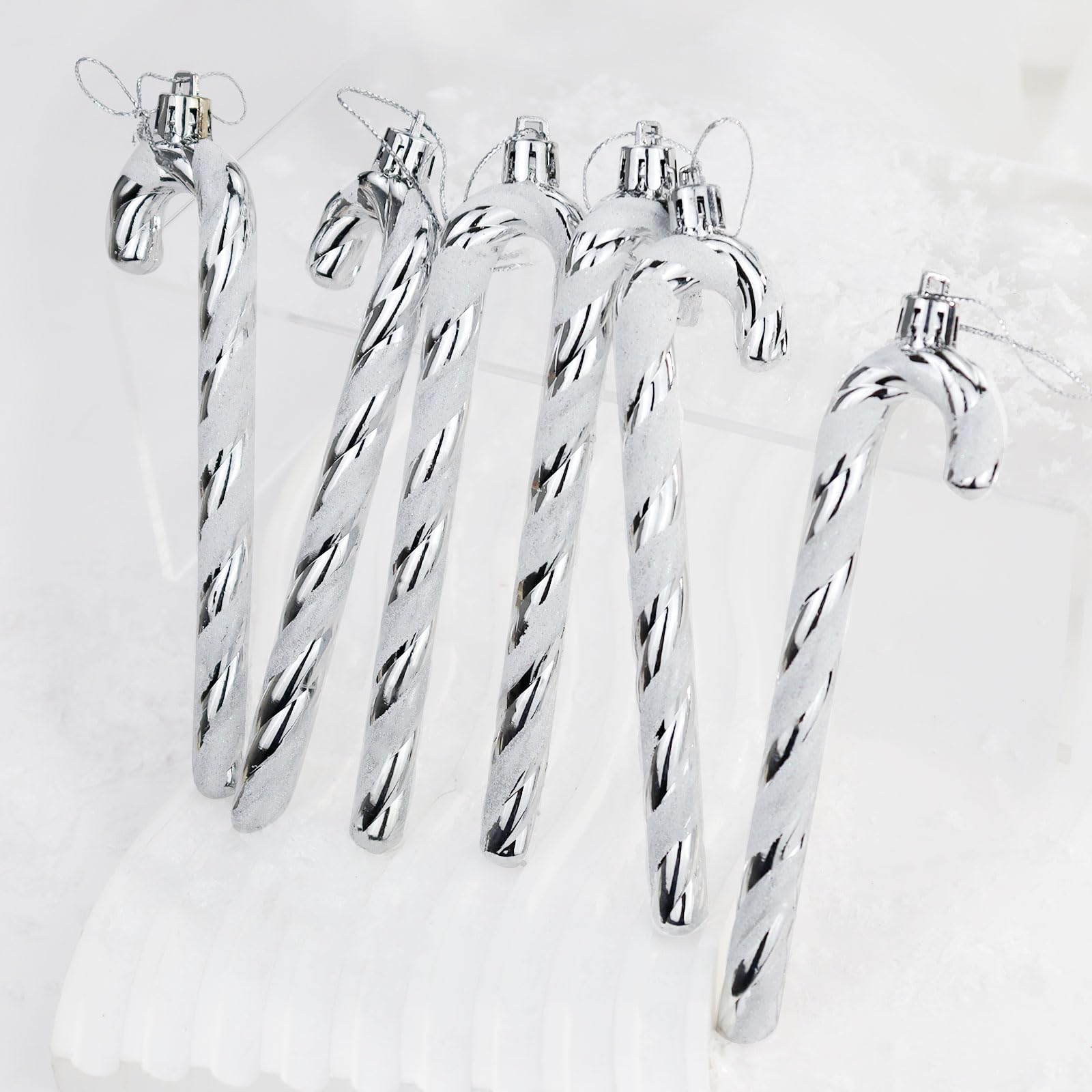6 Pack Christmas Decorations Plastic Hanging Ornaments, Small Shiny Gold Silver 