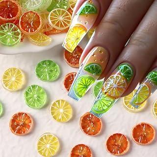 Tyuimhx 50 Pcs Lemon Nail Charms 3D Resin Summer Fruit Nail Art Charms Mixed Lemon Slices Nail Jewelry for Women Acrylic Manicure Supplies Decorations