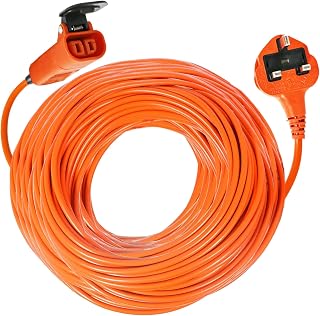 SPARES2GO Extra Long Power Cable for Bosch Rotak Garden Lawnmower (25m) | Heavy Duty Outdoor Lead Plug fits 34 34R 36 36R 370 40 40GC 43 430 Ergoflex Series models. Colour: High Visibility Orange