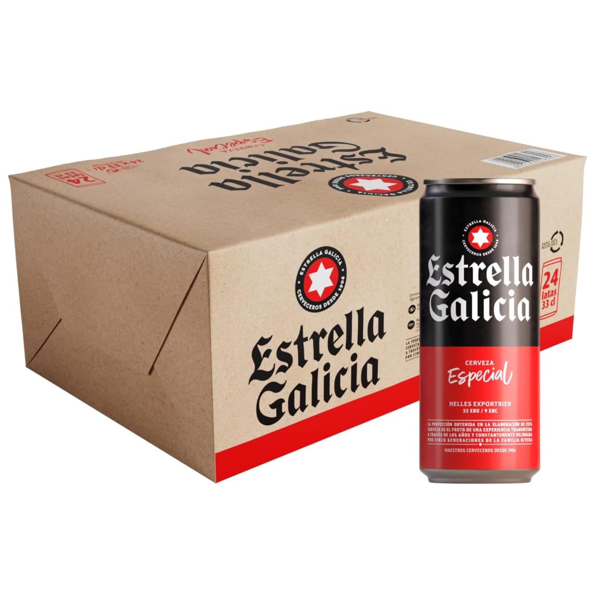 Estrella Galicia - Special, Lager Beer, 24 Cans x 33 cl | Pilsen and Roasted Mal