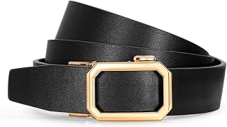 SUOSDEY Ratchet Belt for Women, Automatic no hole Leather belt for Jeans Pants Adjustable 1.2" Width
