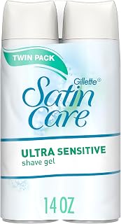 Gillette Satin Care Ultra Sensitive Shave Gel for Women, Pack of 2, 7oz Each, Frangrance Free