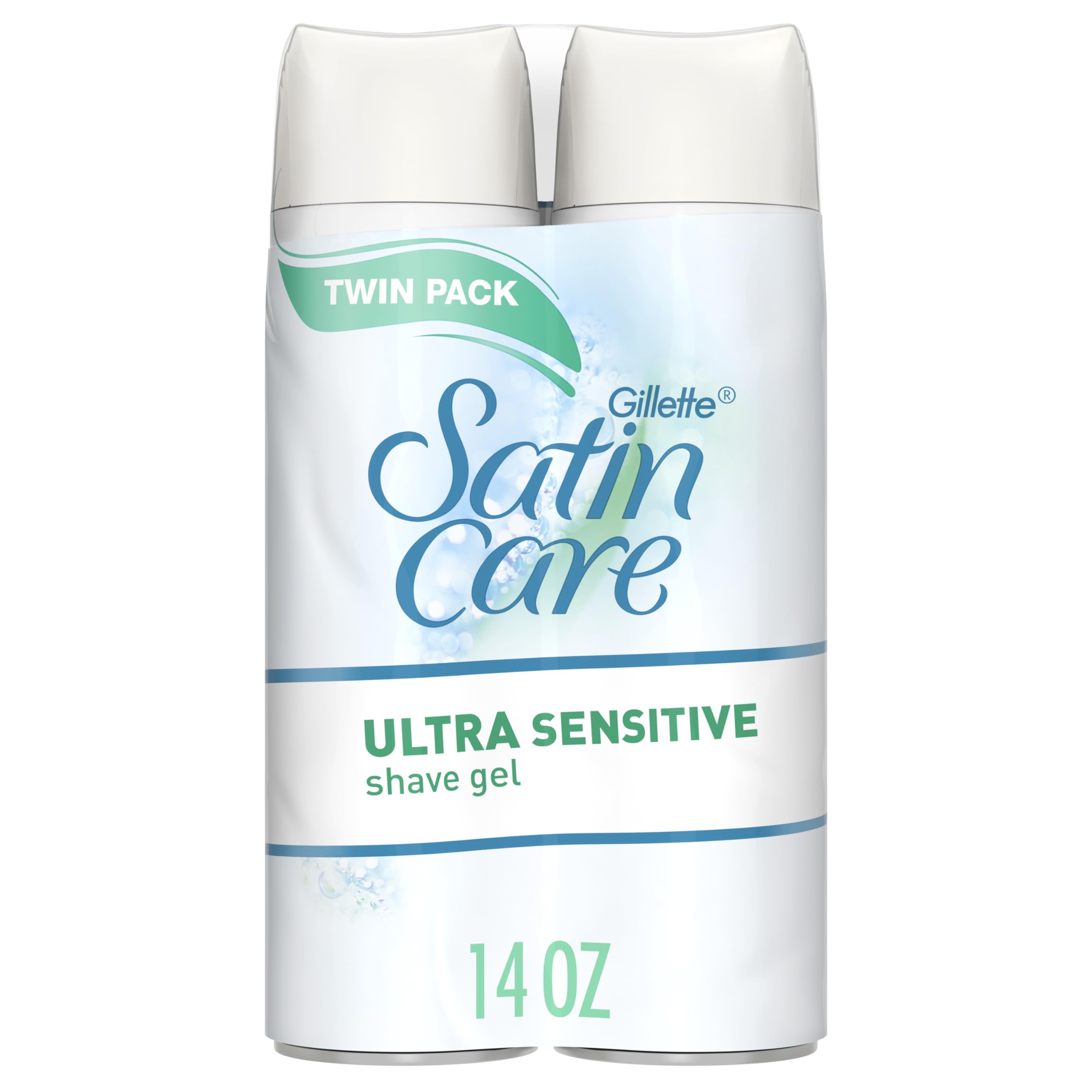 Gillette Satin Care Ultra Sensitive Shave Gel for Women, Pack of 2, 7oz Each, Fr