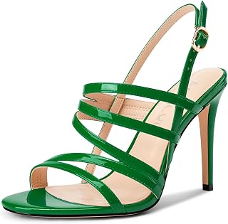 Aachcol Women's Straps Needle High Heel Heel Sandals Open Toe Strappy Ankle Party Dress Shoes 10CM Heels