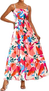 PRETTYGARDEN Vestito Estivo da Donna, con Spalline Sottili, Stampa Floreale, Stile Bohémien, per Feste e Matrimoni