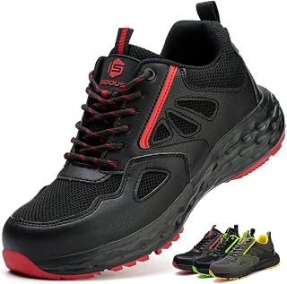 ISOOUS Work Shoes Men's Safety Shoes Women Lightweight Plastic Cap Breathable Non-Slip Trainers Kitchen Sporty
