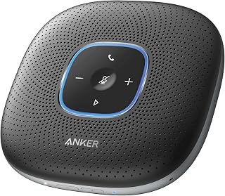 ANKER PowerConf Bluetooth Speakerphone with 6 Microphones, Enhanced Voice Pickup, 24 Hour Call Time, Bluetooth 5, USB C Connection, Compatible with Leading Platforms (Renewed) (Black)