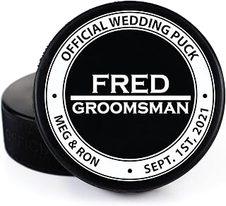 Buffalo BottleCraft Groomsman Hockey Puck Gift for The Best Man Printed Puck - Official Size- Custom Wedding Hockey Puck Proposal Gift Ring Bearer, Officiant