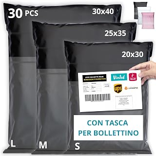 EMBALLAX - 30 Vinted Shipping Bags with Pocket for Bulletin - Sizes S/M/L - Non-TranspARENT/Ultra-Resistant - Plastic Shipping Bags - Postal Packages - Box