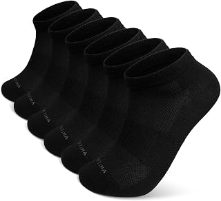 LOFIR Men's Short Bamboo Socks: Breathable Anti Odor Summer Socks for Running, Work Trekking, 6 Pairs Size 6-18