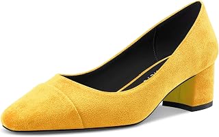 Castamere Women's Chunky Block Heel Medium Heel Toe Cap Slip-on Pumps Classic Dress 5 cm Heels