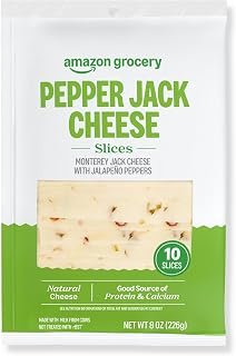 Amazon Grocery, Pepper Jack Cheese, 8 Oz, 10 Slices