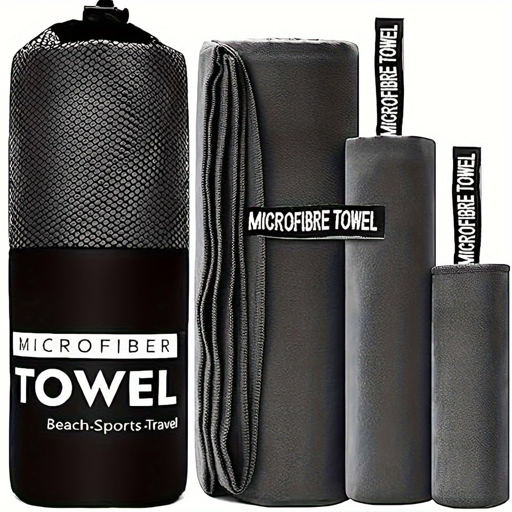 Quick Dry Towel Set of 3 Lightweight Microfiber Travel Towel Camping Beach Gym B