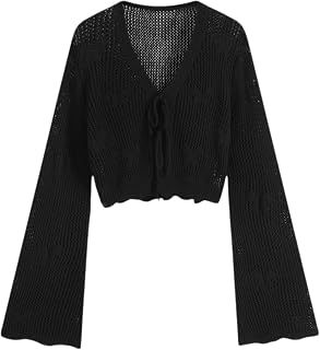CIDER Cardigan annodato in maglia traforata tinta unita