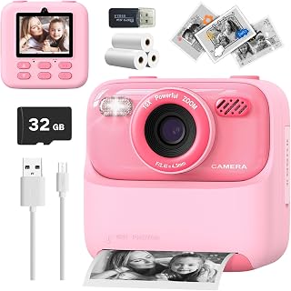 Mgaolo Kids Camera Instant Print Photo,Children Digital Camera Toys Gift with HD Video for Girls Boys 3-12 Age,Chritmas Birthday Festival Present for 3 4 5 6 7 8 9 Year Old Child (Pink)