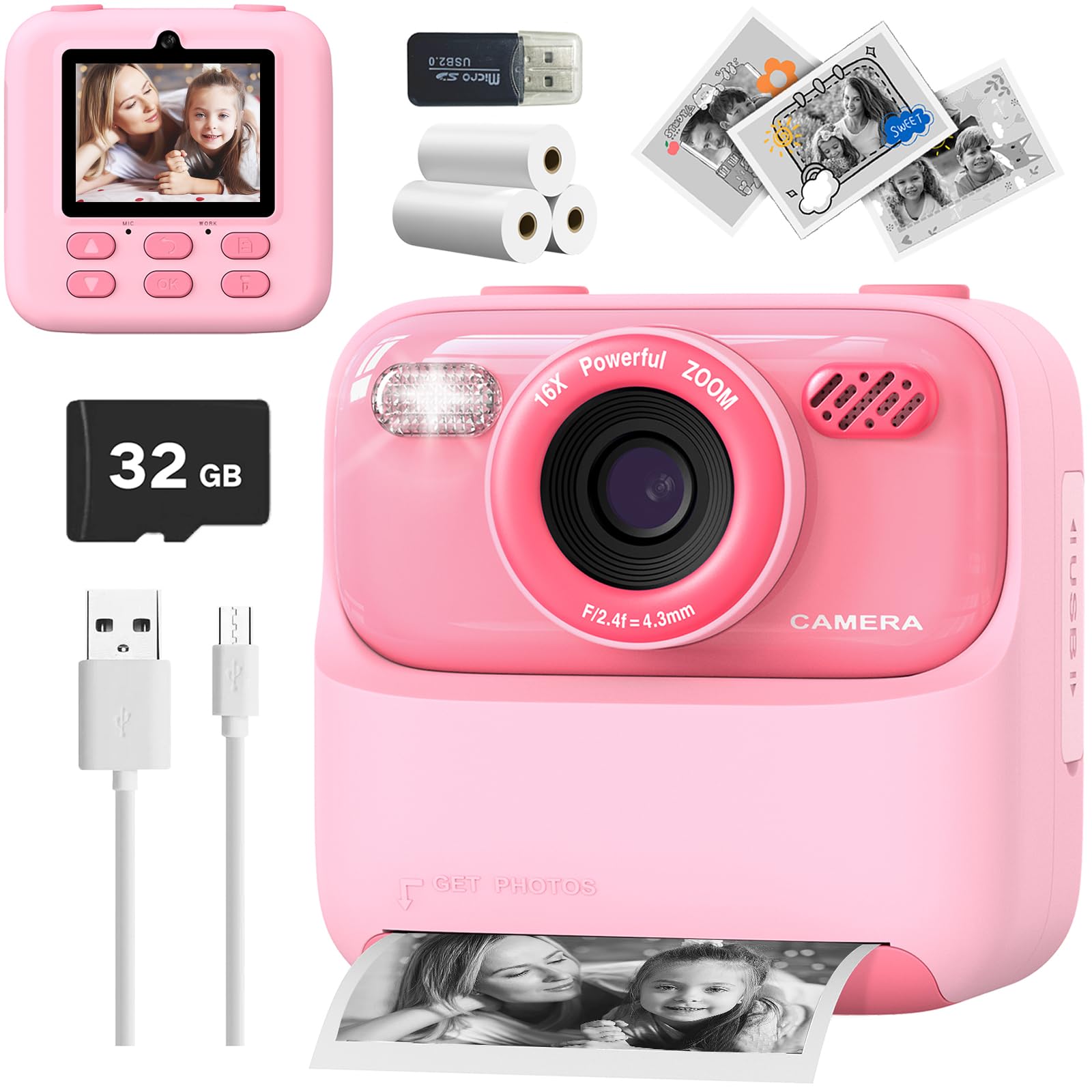 Mgaolo Kids Camera Instant Print Photo,Children Digital Camera Toys Gift with HD